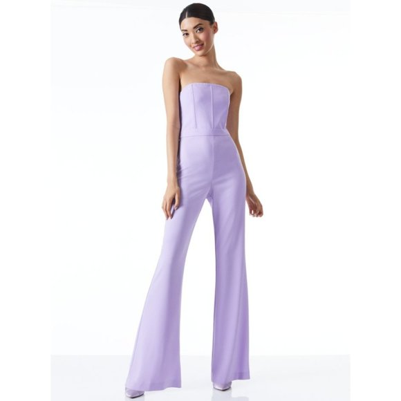 NWT Alice + Olivia Lavera Lavender Strapless Jumpsuit - Size 2 - Picture 3 of 16